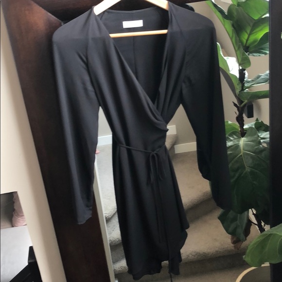 Babaton black long sleeve Wallace, wrap dress. - Picture 2 of 5